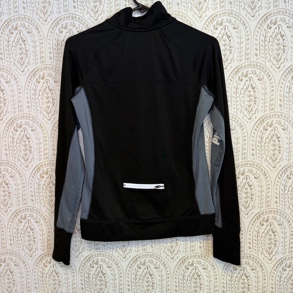 Victoria's Secret PINK Ultimate Quarter Zip Pullover Black Grey Small Thumbholes - Picture 2 of 8